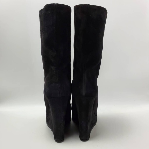 Jil Sander Platform Suede Wedge Boot Black Mid Calf Size EUR 39 - Picture 8 of 12